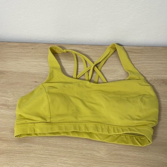 Lululemon Free To Be Serene Sports Bra Size 8 Yellow Green Color - Picture 1 of 4
